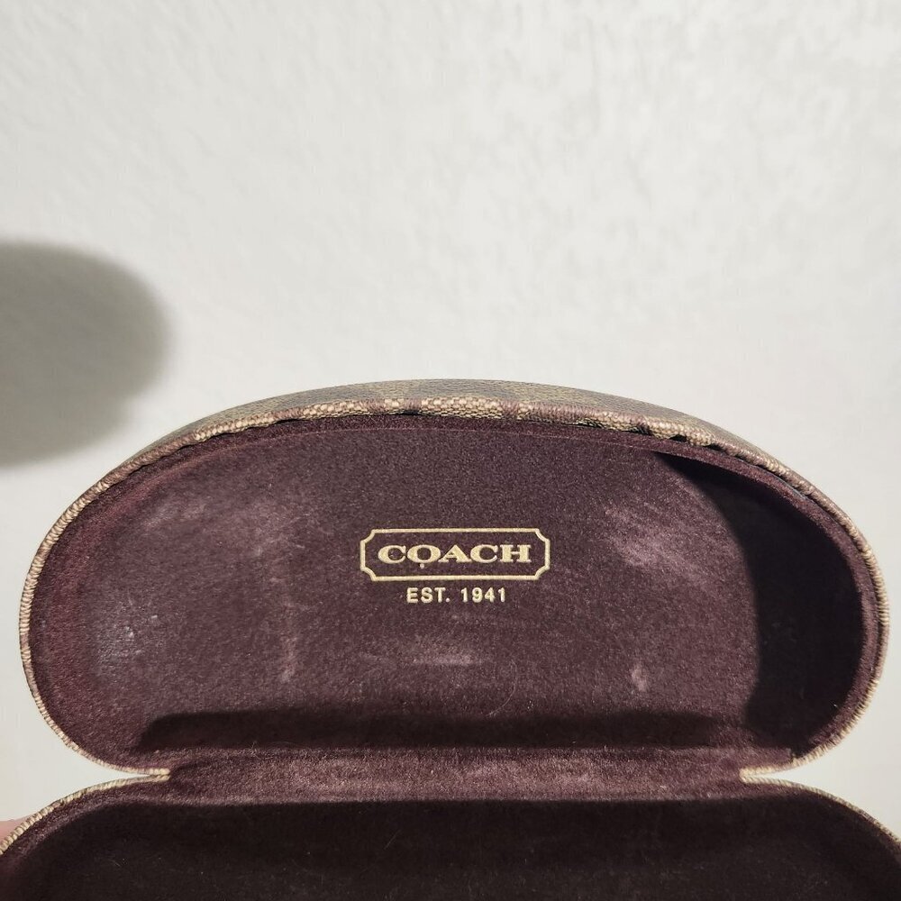 Coach Signature Pattern Hard Eyeglass Sunglasses Case Beige & Brown - Picture 10 of 11